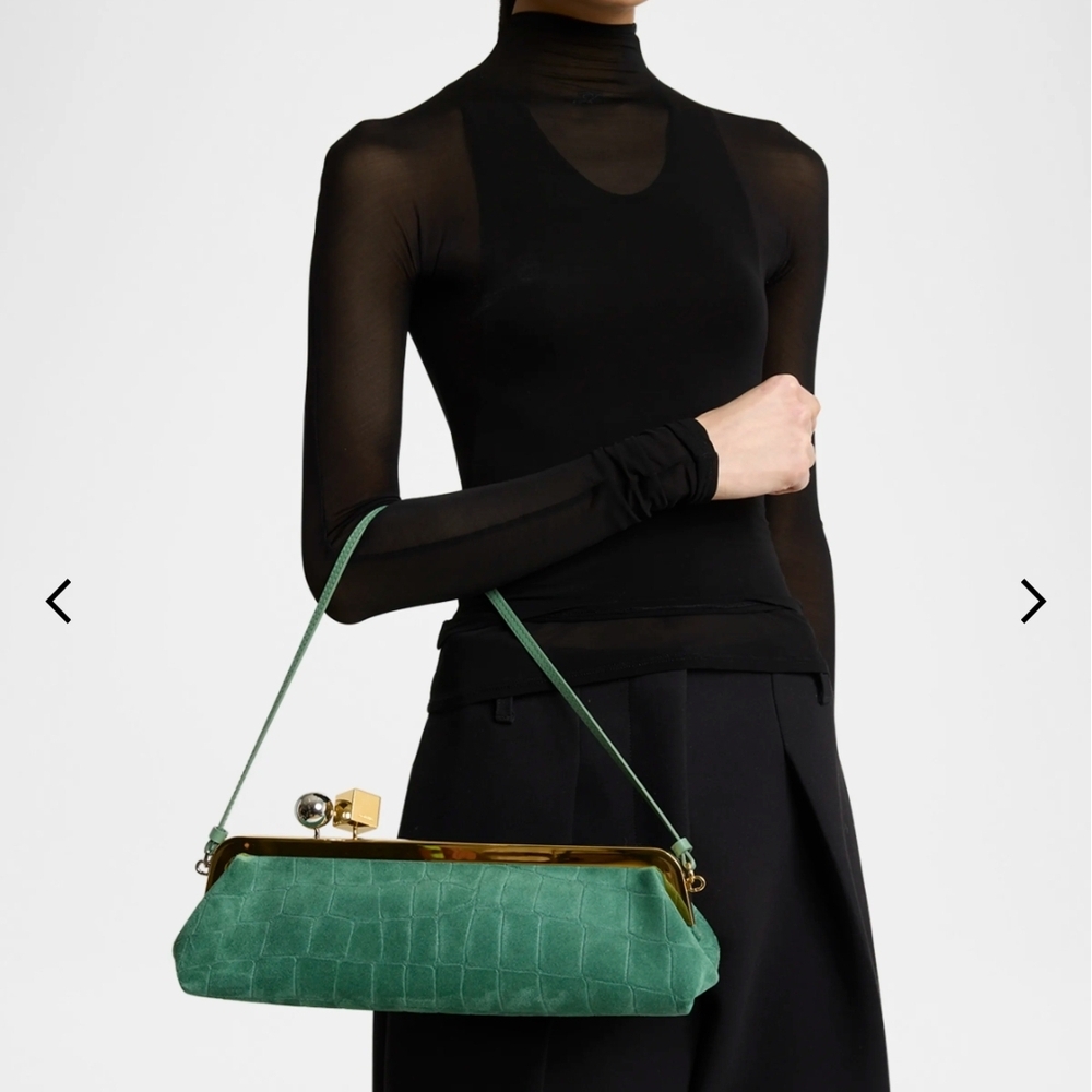 NWT Jacquemus inspired Style Suede Croc-Embossed Shoulder Bag